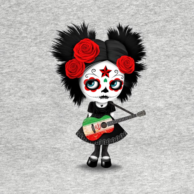 Sugar Skull Girl Playing Iranian Flag Guitar by jeffbartels